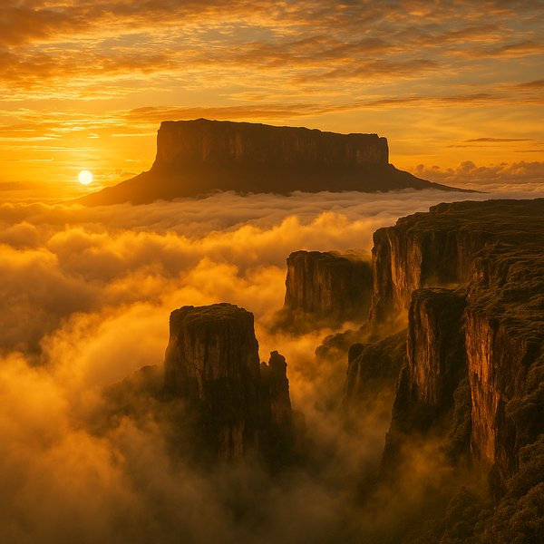 Golden Sunset Over Mount Roraima