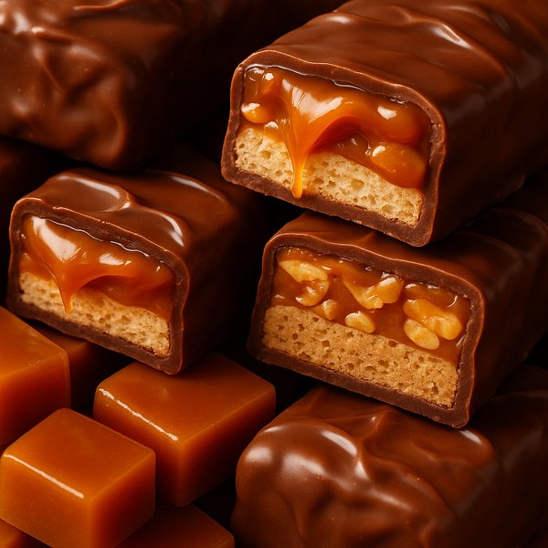 Gooey Caramel Chocolate Bars — Close-Up