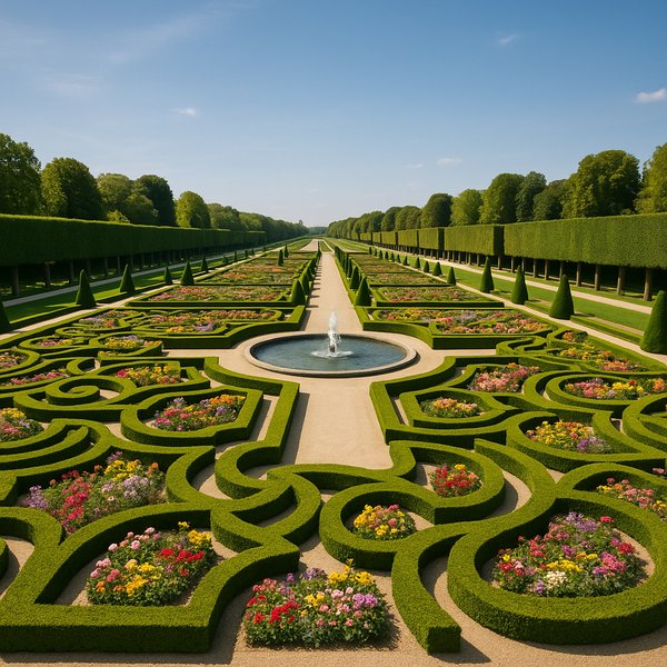 Grand Formal French Garden with Central Fountain