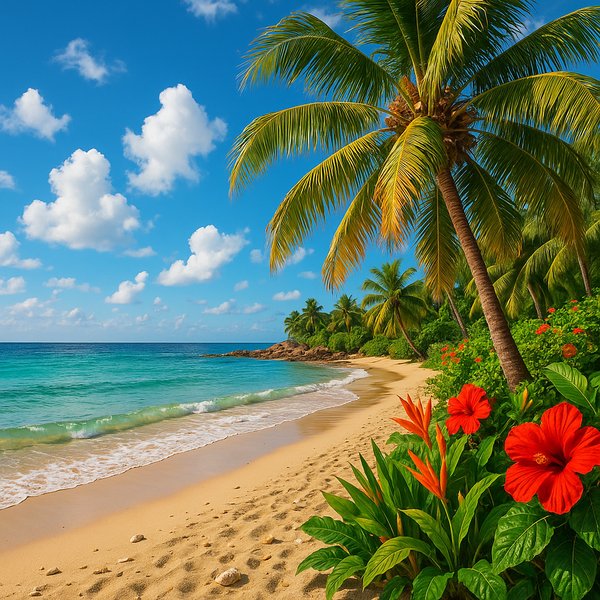 Hidden Cove at Noon – Tropical Beach Puzzle