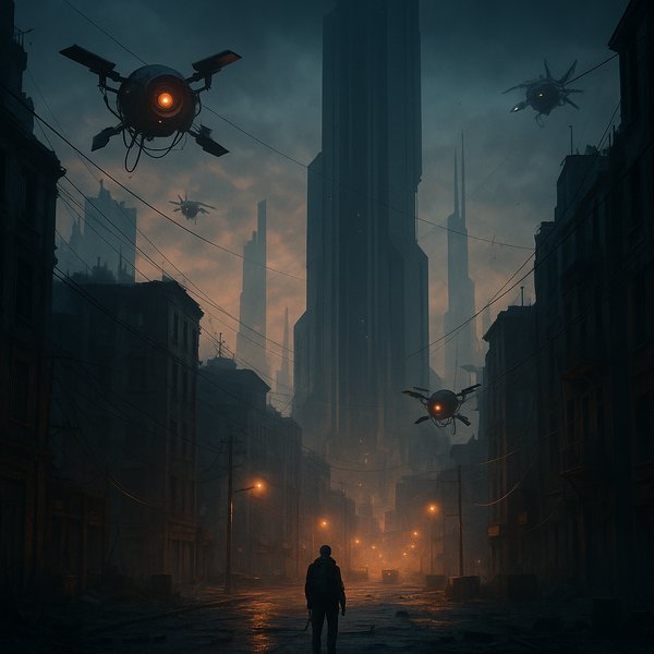 Monolith Dusk — Drones Over the Silent City
