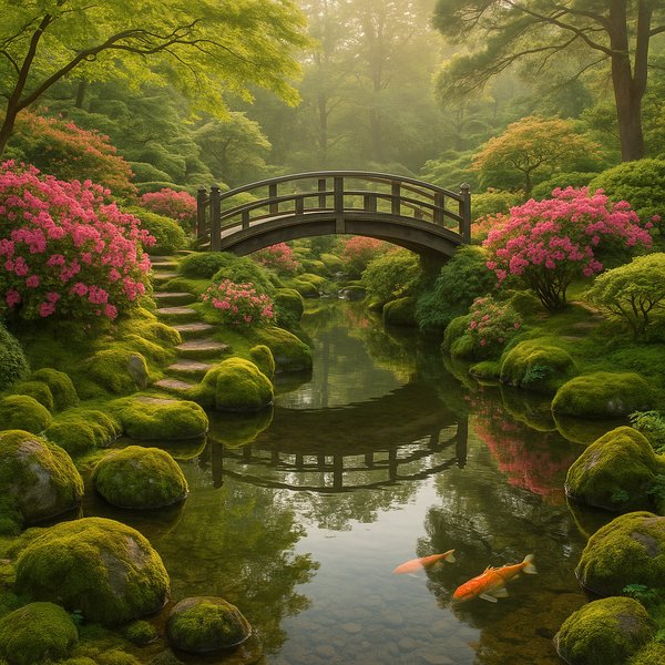 Morning Serenity — Japanese Garden Bridge