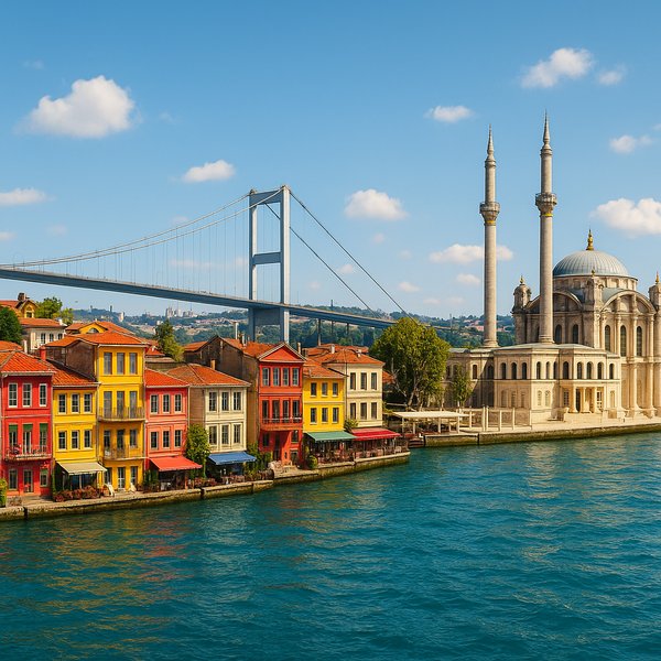 Ortaköy Waterfront on the Bosphorus — Bright Daylight Skyline