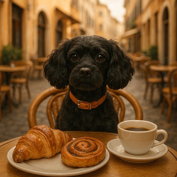 Parisian Café Pup with Pastries