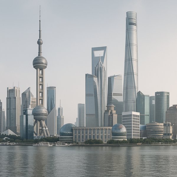 Pudong Skyline at Dusk — Futuristic Towers Over the Huangpu