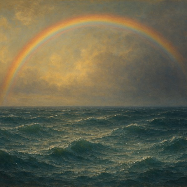 Rainbow Over a Restless Sea