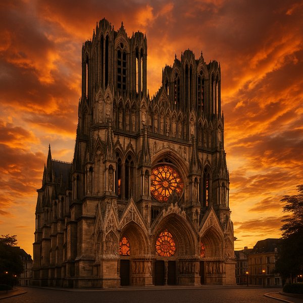 Reims Cathedral at Sunset