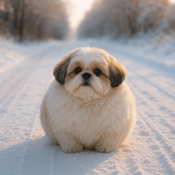 Snowball Shih Tzu in Morning Light