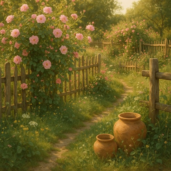 Sunlit Country Rose Path
