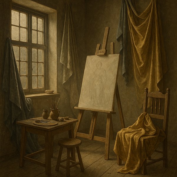Sunlit Studio: Quiet Before the Portrait