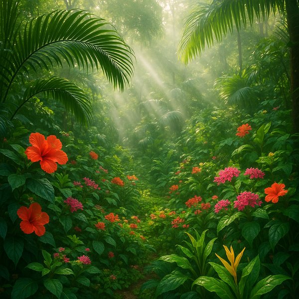 Sunlit Tropical Garden Path