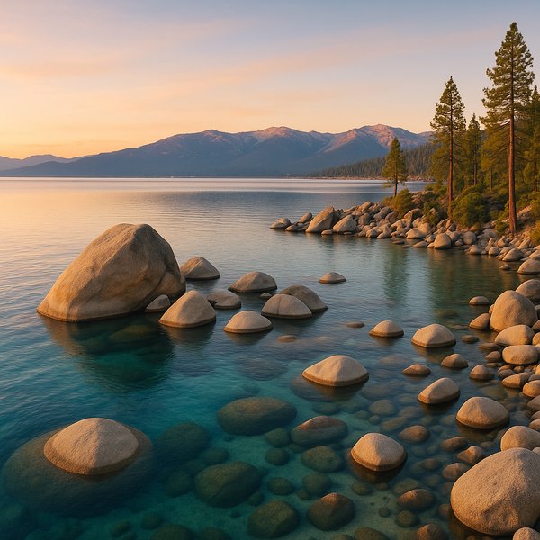 Sunrise over Lake Tahoe Boulders