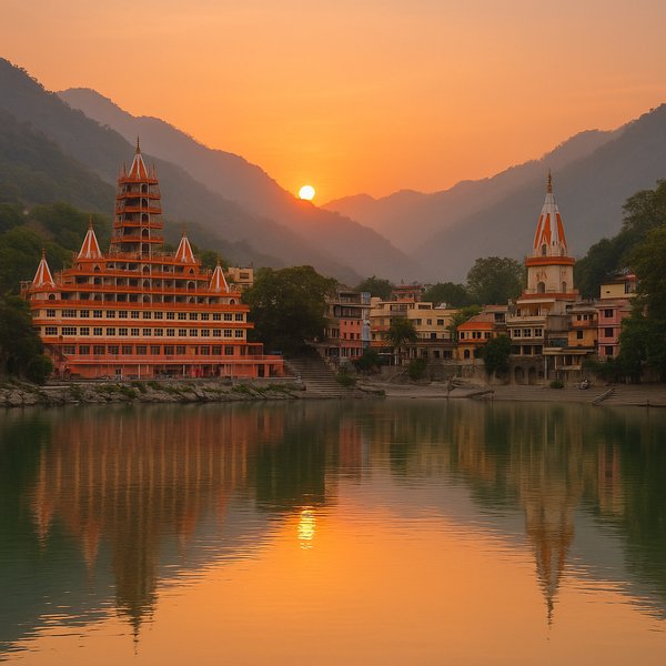 Sunset Over Rishikesh: Temples on the Ganges