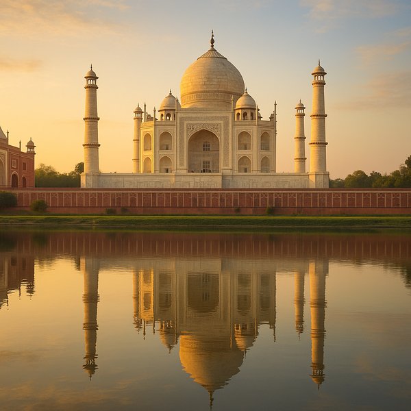 Taj Mahal at Sunrise — Golden Reflection