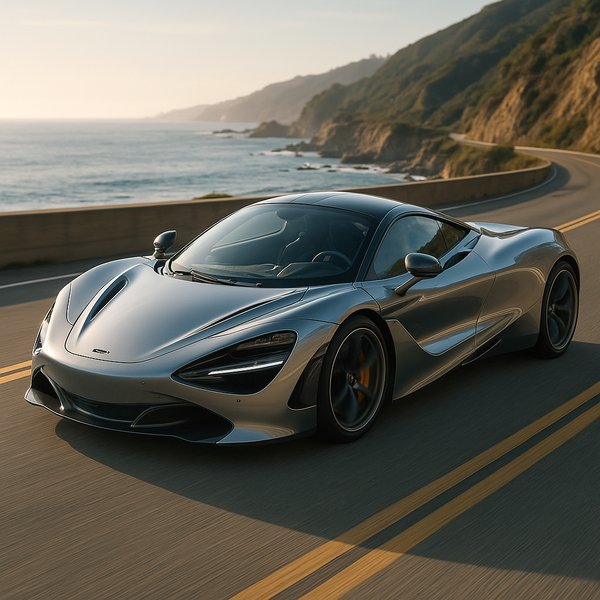 Teardrop Supercar Along the Coastal Highway