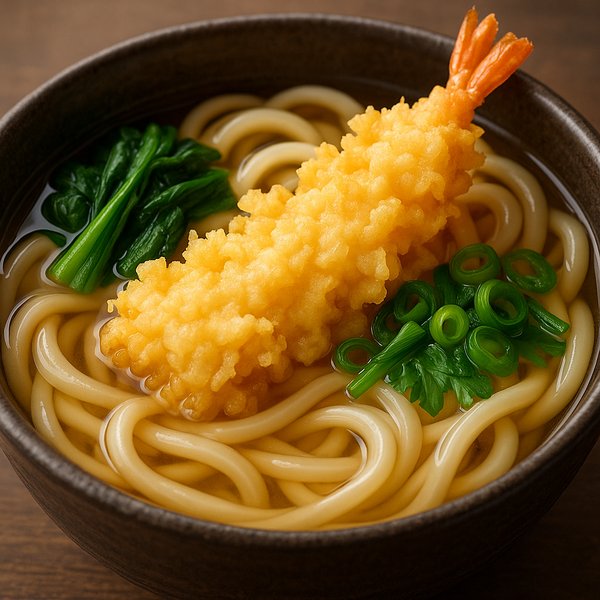 Tempura Shrimp Udon in Clear Broth
