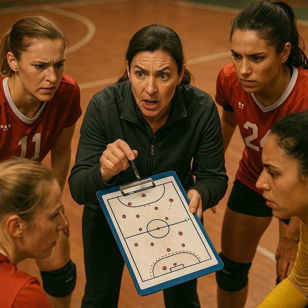 Timeout Huddle: Coach Commands the Play