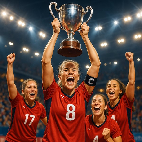 Triumphant Captain Lifts the Trophy