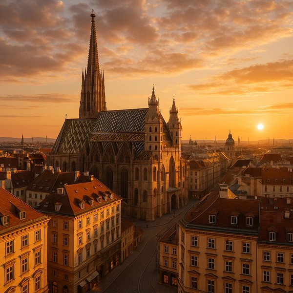 Vienna at Golden Hour — St. Stephen's Cathedral in Sunset Light