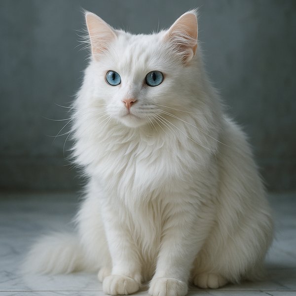White Turkish Angora on Marble