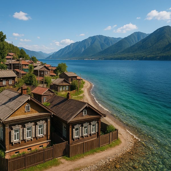 Wooden Houses on the Shore of Lake Baikal, Irkutsk