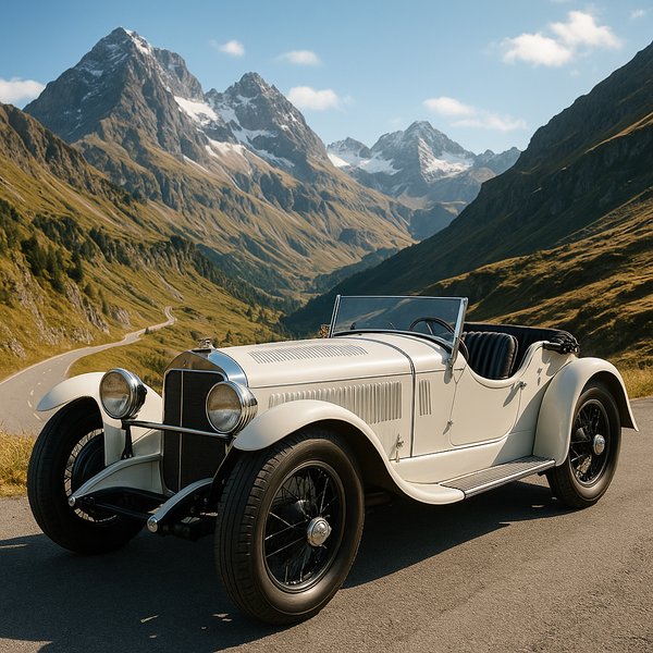 1920s German Tourer at Alpine Pass