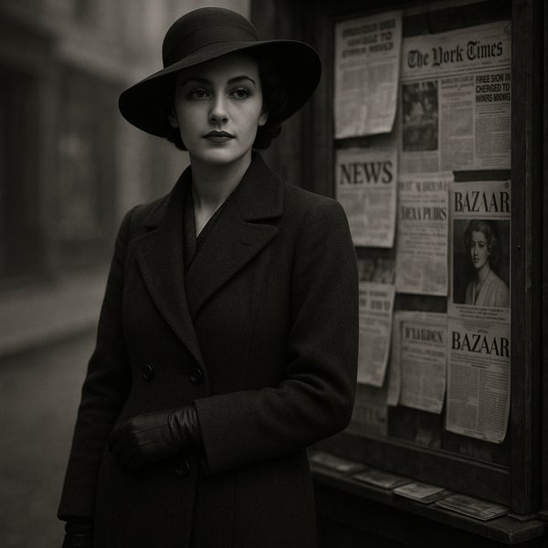 1930s Street Portrait Beside a Newspaper Stand