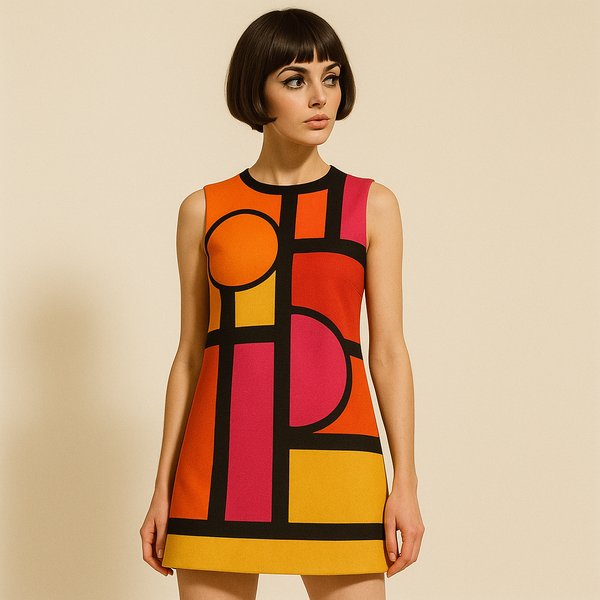 1960s Mod Geometric Mini Dress
