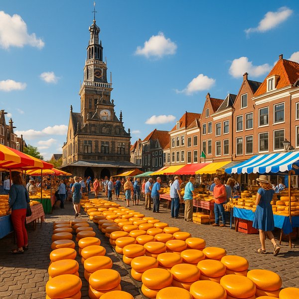 Alkmaar Cheese Market on a Sunny Day