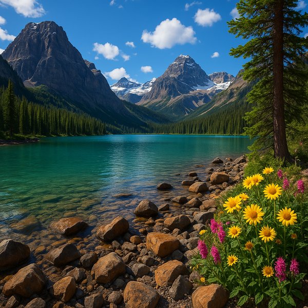 Alpine Emerald — Summer Lake in the Canadian Rockies