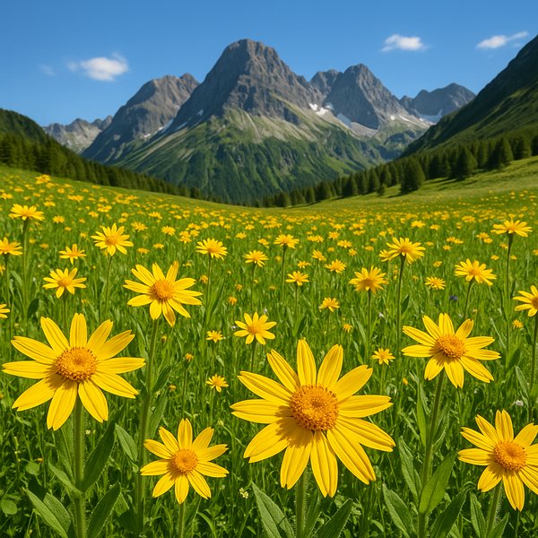 Alpine Meadow of Blooming Arnica