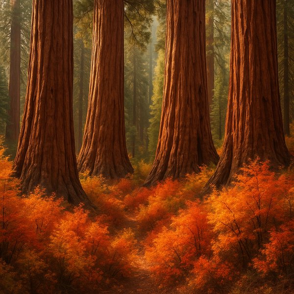 Autumn Cathedral: Giant Sequoias in Warm Light