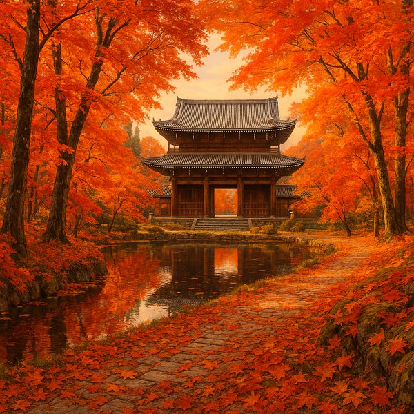 Autumn Gate at a Kyoto Temple