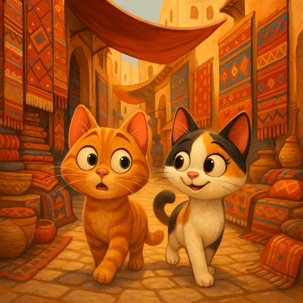 Bazaar Adventure: Two Cats in Marrakech