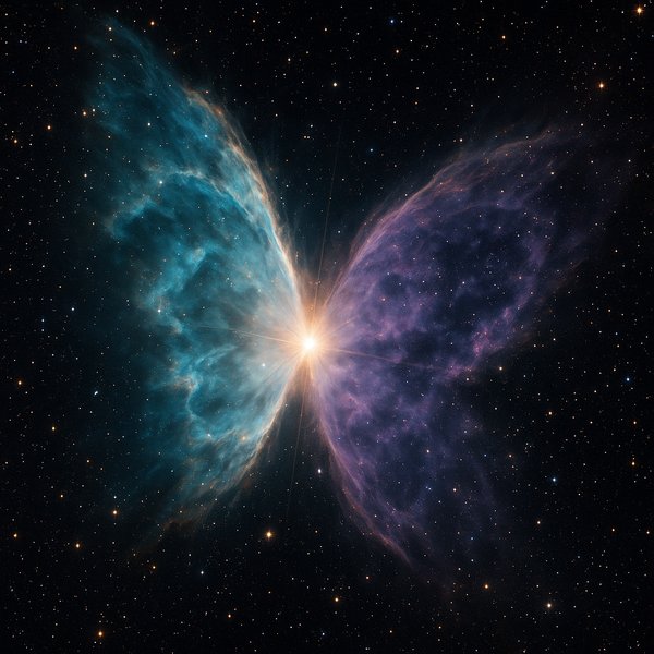 Bipolar 'Butterfly' Nebula in Turquoise and Violet