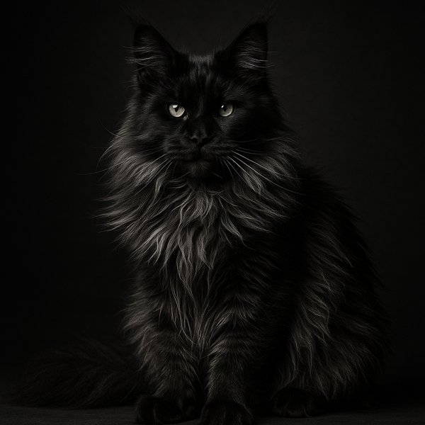 Black Smoke Majesty — Studio Portrait of a Maine Coon