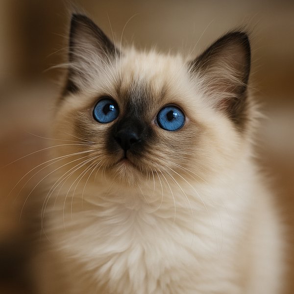 Blue-Eyed Ragdoll Kitten Portrait