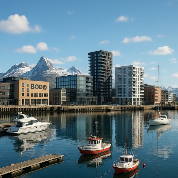 Bodø Harbor — Modern Skyline and Mountain Backdrop