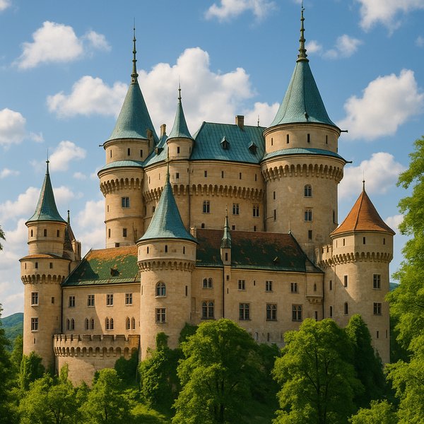 Bojnice Castle in Sunlit Detail