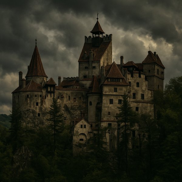 Bran Castle at Dusk — Gothic Stronghold in Moody Skies