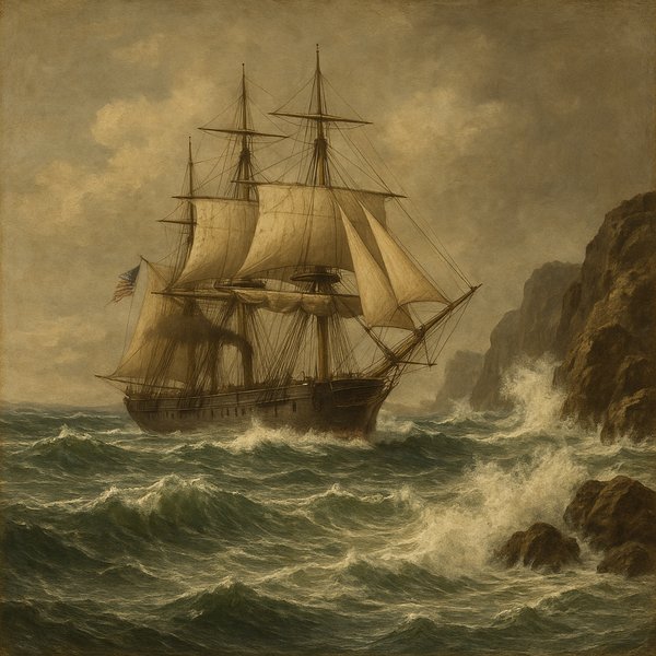 Brig off a Rocky Coastline (19th Century Navy)
