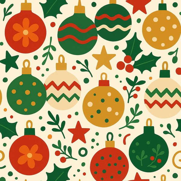 Bright Christmas Ornaments — Seamless Puzzle Pattern