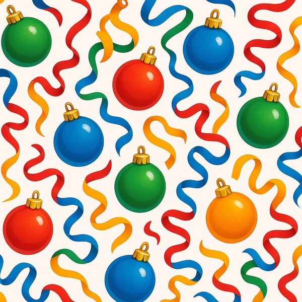 Bright Holiday Bauble & Ribbon Pattern