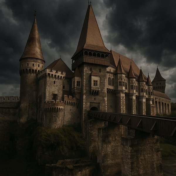 Brooding Guardians: Corvin Castle at Dusk
