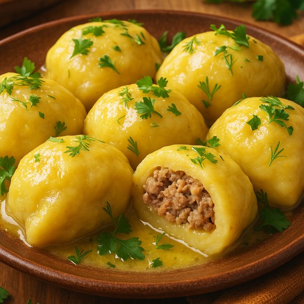 Buttery Kalduny — Potato Dumplings with Savory Meat Filling