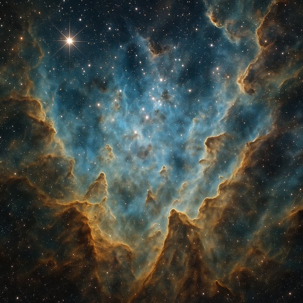 Carina Nebula: Turquoise Pillars and Amber Rims
