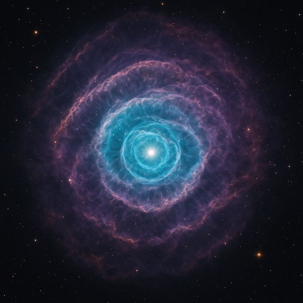 Cat's Eye Nebula — Concentric Shells in Turquoise and Purple
