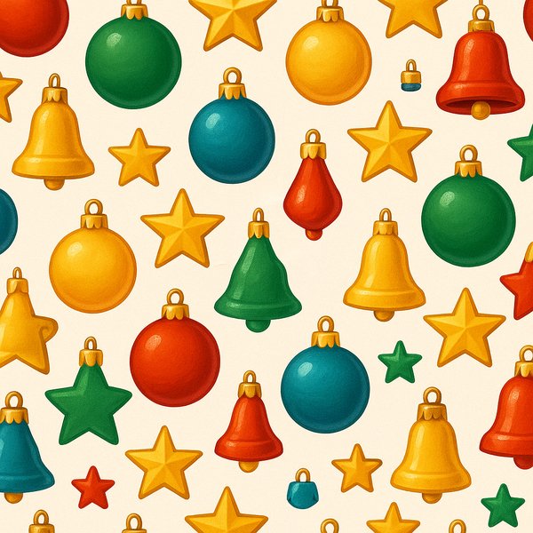 Cheerful Christmas Ornaments Seamless Pattern