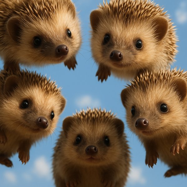 Circle of Curious Hedgehog Babies