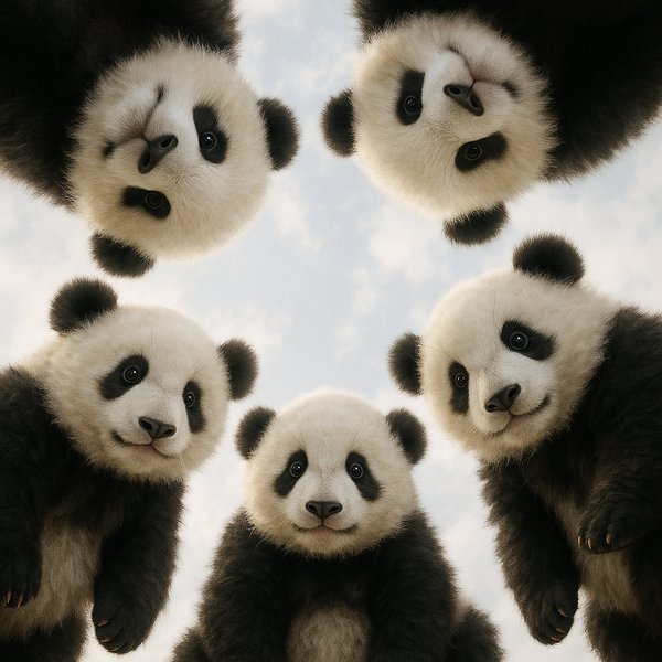 Circle of Curious Panda Cubs